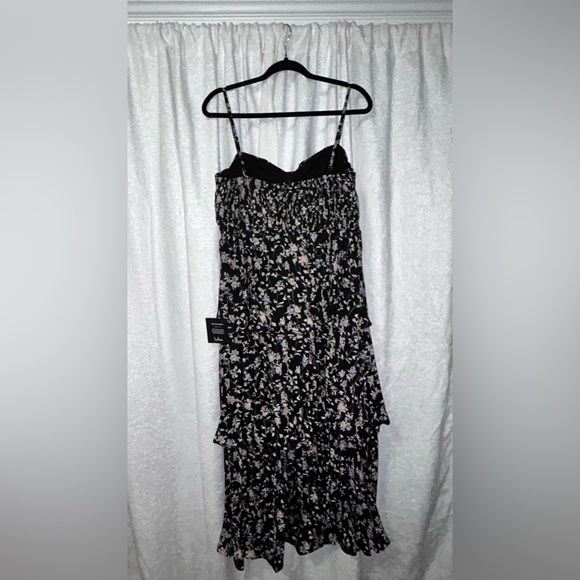 Lulus Cascading Crush Black Floral Print Tiered Bustier Midi Dress BNWT - Picture 10 of 13